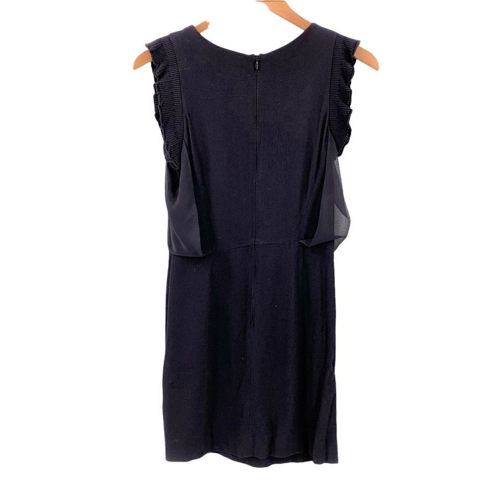 SANDRO Black Viscose Crepe Exposed Zipper Flutter Sleeve Dress Size 2 - Picture 6 of 7